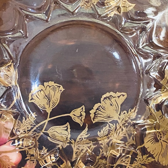 🍁🌟3xHP🌟ANTQ Cambridge Glass Gold Flanders Bon Bon Dish - Picture 9 of 10